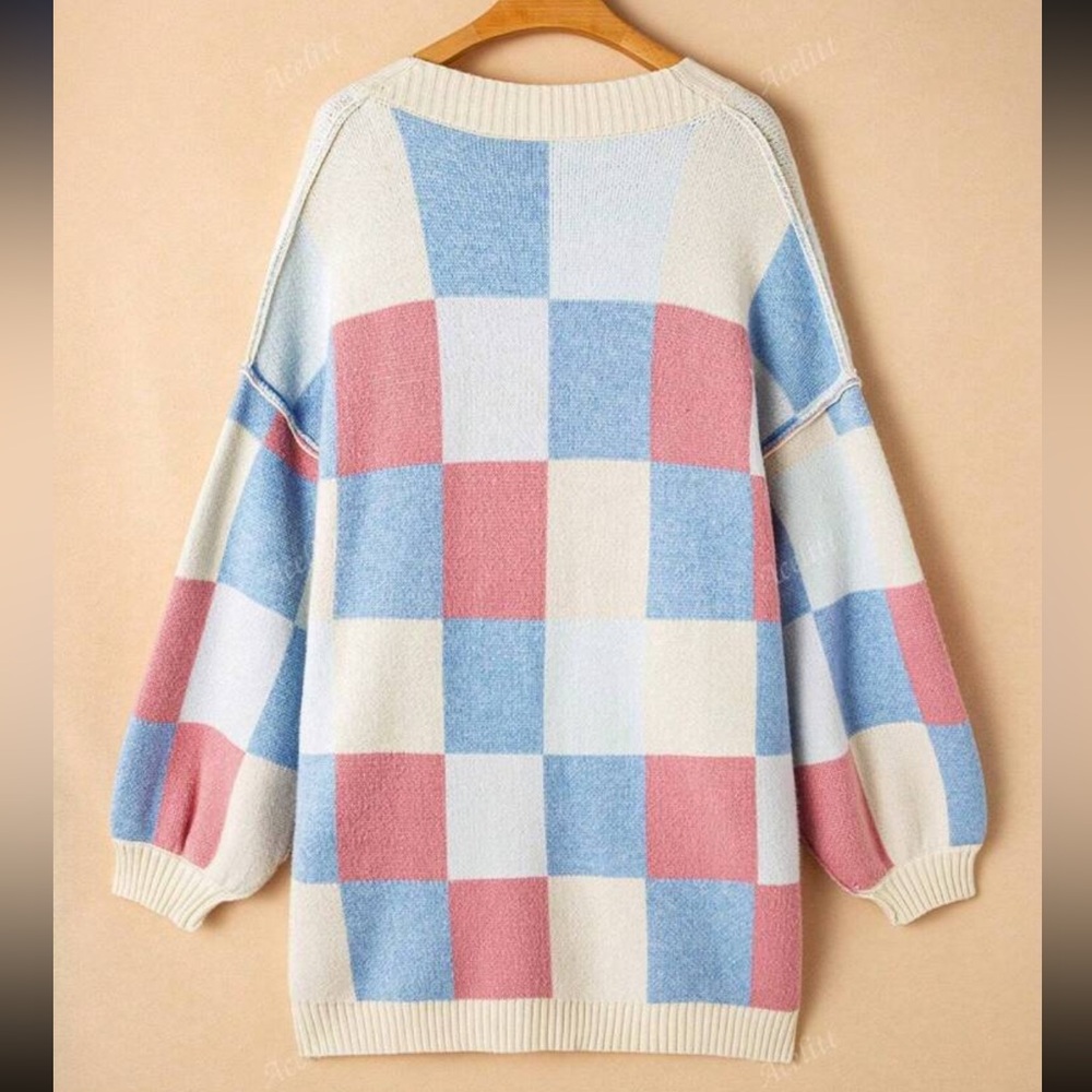Luxe Comfy Color Block Open Front Cardigan Sweater - Picture 5 of 7